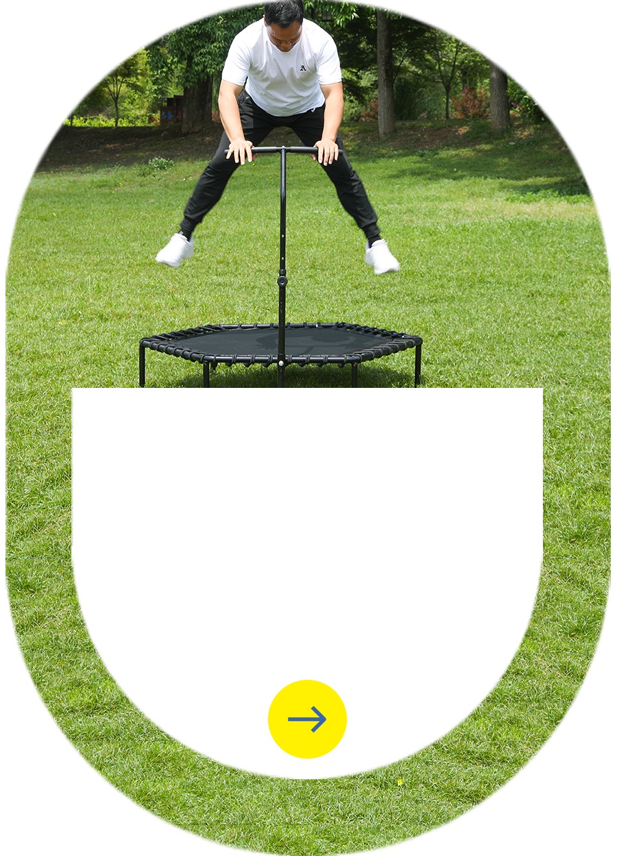 Adult testing big trampoline quality control before shipping - Zoshine manufacturing standard