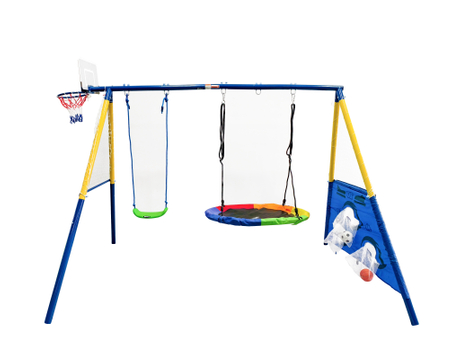 3-in-1-Multisport-Schaukelset für Kinder mit Basketballkorb und Fußballnetz