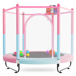 60-Zoll-3-in-1-Kindertrampolin mit Basketballkorb und Bällebad